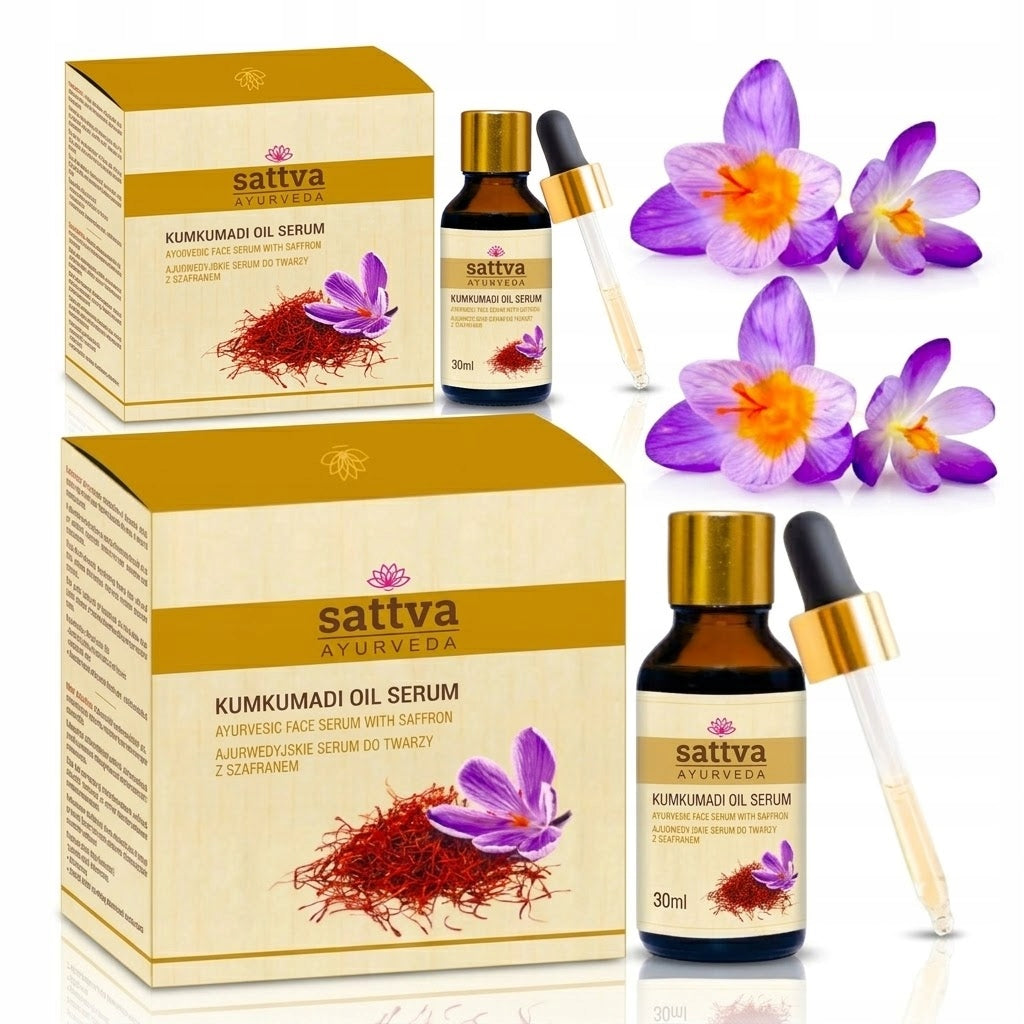 Olejek Sattva Kumkumadi do twarzy ajurwedyjski serum na zmarszczki zestaw 2x30ml