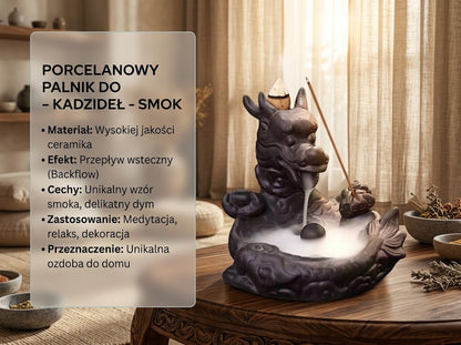 Kadzielniczka palnik na kadzidła backflow ceramiczna motyw smoka